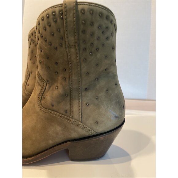 NWOB NWT Lucchese Boots Bootie Zip Women's 6.5 Suede Olive Green w/ Studs #M6040 - Picture 5 of 16